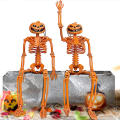 38*12*5cm Halloween decoration Good Quality PP Posable skeleton Full body pumpkin head skeleton for Home Garden.
