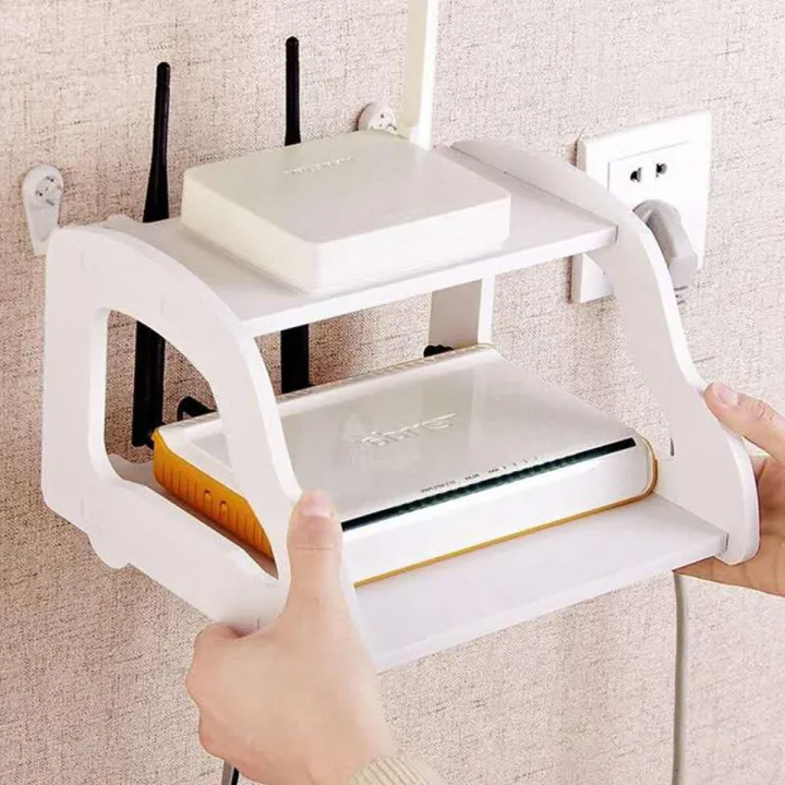 Wifi Router Stand Shelf Double Layer Wall Mounted Shelf | Daraz.com.bd