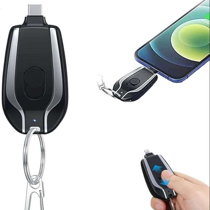 Keychain Portable Charger,1500mAh Mini Power Emergency Pod Key Ring Cell Phone Charger, Ultra-Compact External Fast Charging Power Bank Battery Pack For i-Phone or Type-C