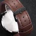 Naviforce belt male table army table imported from Japan quartz watch foreign trade watch calendar (Dark red). 