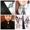 Vintage Fashion Baroque Bolo Ties Necklace Opal Denim Stone Feather Rope Mens Shirt Collar Bow Neck Tie Luxury Gifts Accessories. 