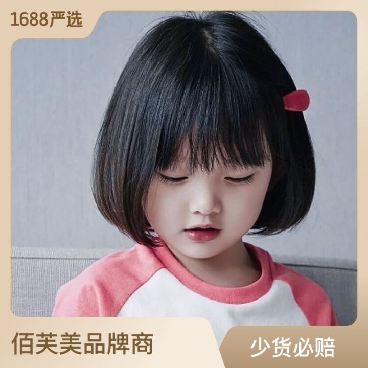 Children's wigs women's BOBO inner buckle short hair girls baby headwear styling air bangs mock hair headgear in stock