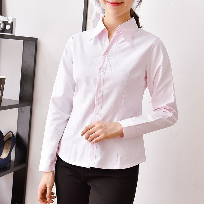 Spring%20and%20Summer%20New%20Women's%20White%20Shirt%20Twill%20Short-Sleeved%20Business%20Wear%20Tooling%20Waist-Tight%20Cotton%20OfficeolLong%20Sleeve%20Interview%20Formal%20Wear%20-%20Image%205