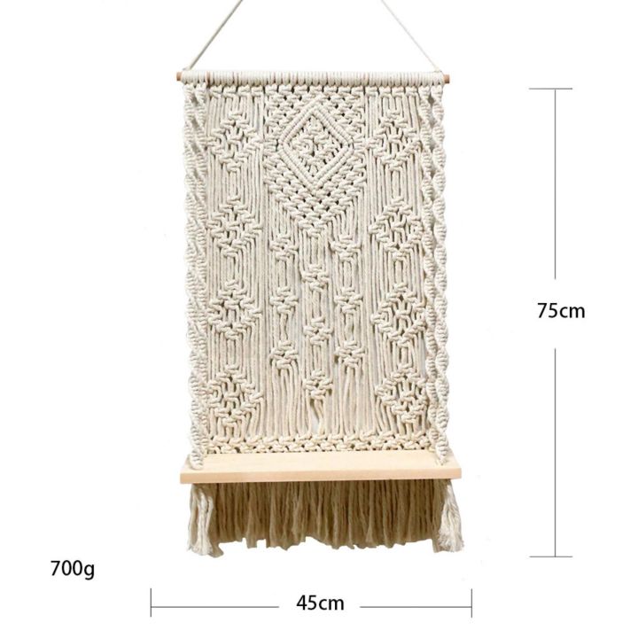GC Wall Hanging Shelves Plant Shelf Rope Wooden Hanging Storage