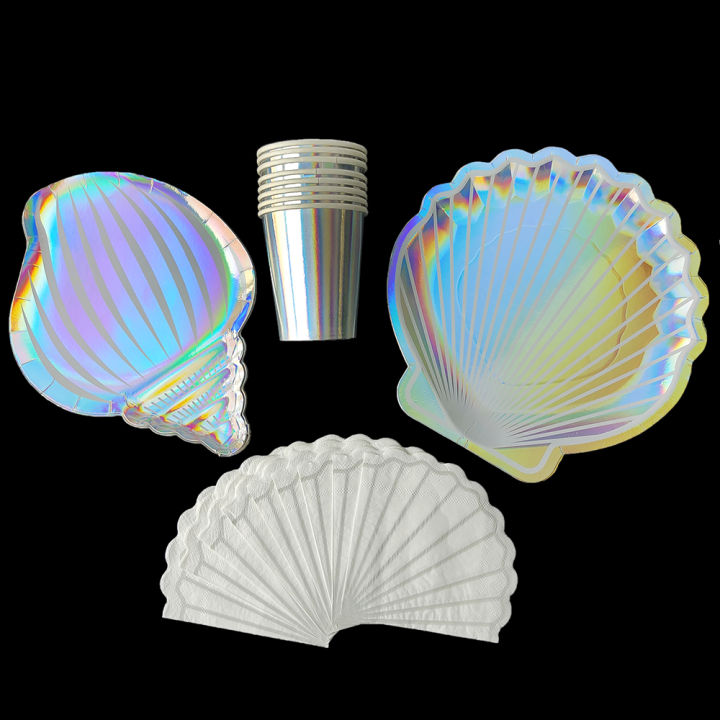 Mermaid%20Party%20Disposable%20Tableware%20Set%20Paper%20Plate%20Cup%20Napkin%201st%20One%20Kids%20Girl%20Little%20Mermaid%20Theme%20Brithday%20Party%20Supplies%20-%20Image%202