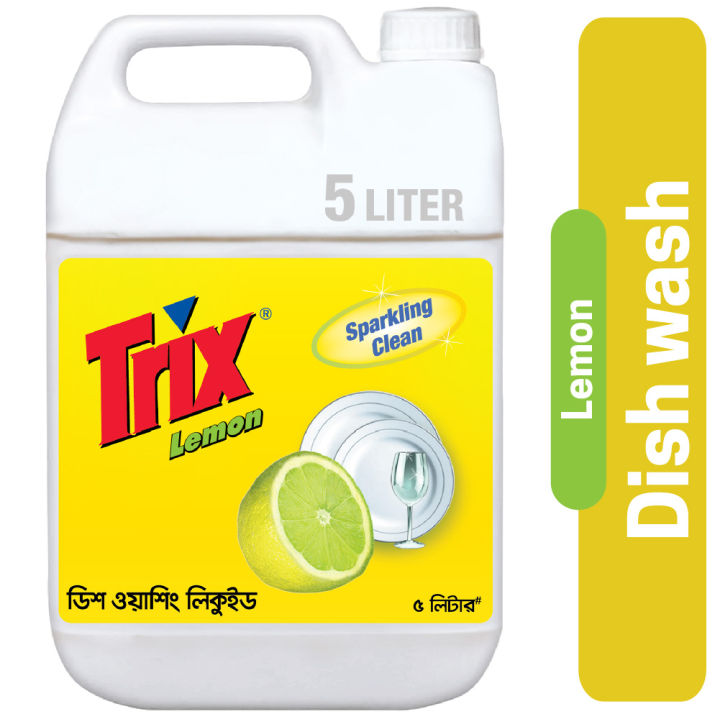 Trix Dishwashing Liquid 5L Mega Refill Super Saver Pack with Lemon Fragrance for Scratch-Free Sparkling Clean Dishes, removes grease stains with power-rich thick foam