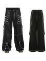Women Cargo Jeans Striped Zipper Button Closure Loose Casual Trousers Streetwear with Pockets Fall Spring Clothes Punk Y2K 90s.