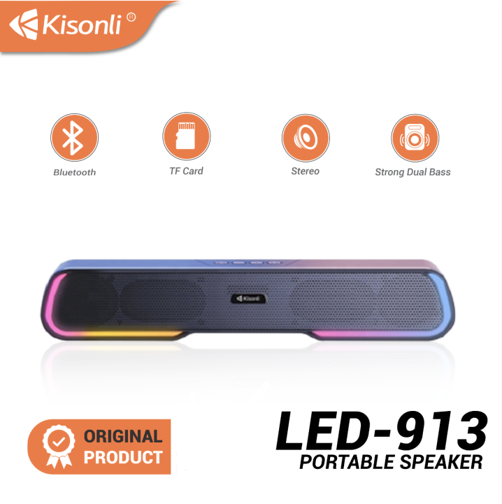 KISONLI LED-913 RGB Bluetooth Wireless Speaker Portable With Super Bass.