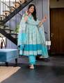 Stitched Online Hit designed Cotton Fabric Screen Print Stylist and Fashionable Gown 3 piece long For Woman. 