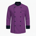 Double-Breasted Micro Twill Chef Coat – Stylish Mandarin Collar Design.