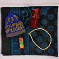 Combo [5pcs] jeans Prayer Mat (Jaynamaz) Halal Surma [Shurma] 99 Dana Tashbi [Tosbi] attar 6ML [Ator]  Namazi Tupi [tupi]. 