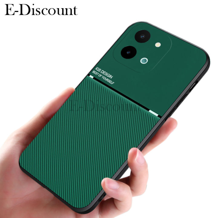 New Phone Case For vivo Y28 Cover Rough Cross Patterned Magnetic Soft Silicone Leather For Vivo Y28 case