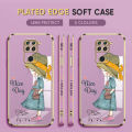 For Redmi Note 9 Back Cover Luxury 6D Plating Lovly Girl Side Pattern Soft Silicone Square Mobile Phone Case.