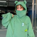 Frog Sweatshirt Men Women Over size Autistic Hoodies Harajuku Top Stitching Three-Dimensional Cute Frogs Pullover Pocket Anti Foam Hoodies Fried Street Couple Wear. 