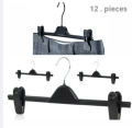 12 pieces Cloth Hanger With Swivel Black Hook - Black Plastic Clip cloth Hangers. 