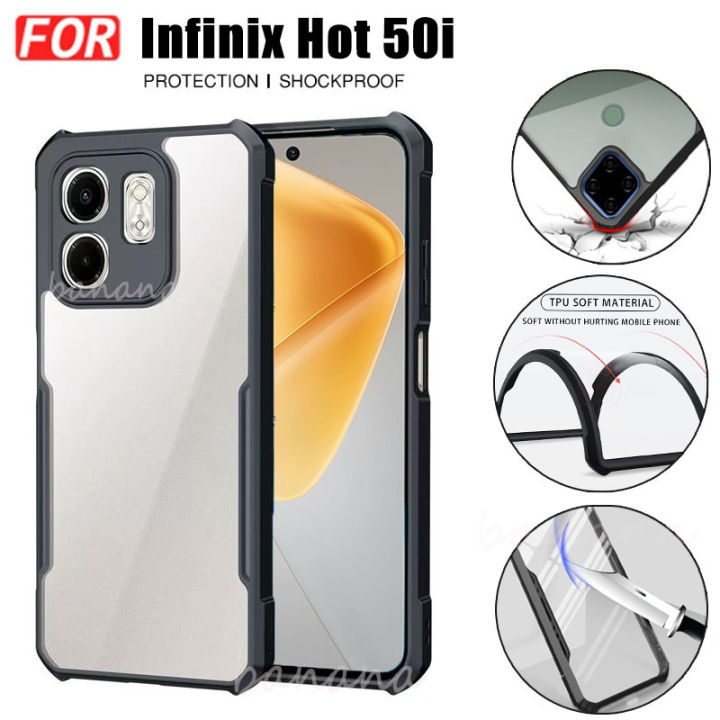 Infinix Hot 50i Phone Case Hot 50 Shockproof Case Transparent Armor Acrylic TPU Soft Anti-fall Casing Cover