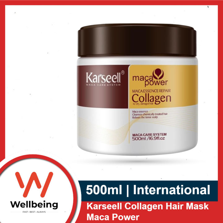 Karseell Collagen Hair Mask Maca Power 500ml Deep Repair Conditioning Argan Oil Collagen Hair Mask Essence for Dry Damaged Hair All Hair Types