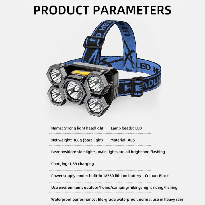 AGONIE%20SPORTS%20Household%20Work%20Light%20Flashlight%20USB%20Rechargeable%20Super%20Bright%20Head%20Touch%20Waterproof%20LED%20Headlamp%20Head-mounted%20Long-range%20Outdoor%20Fishing%20Light%20-%20Image%202