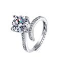 New high-carbon diamond diamond ring two-carat live mouth simple women's tide fashion personality micro inlay Douyin live wholesaler. 