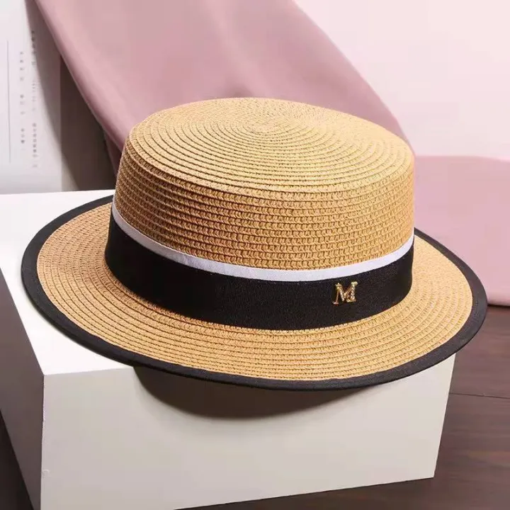 Red%20Flat-Top%20Cap%20Female%20Model%20Catwalk%20Show%20Top%20Hat%20Seaside%20Holiday%20Sun-Proof%20Sun%20Hat%20Flat%20Brim%20Straw%20Hat%20-%20Image%206