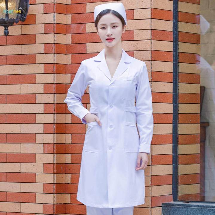 Nurse Work Suit Stylish for Worker Pet Groomer Lightweight Women Scrubs Set Thin White
