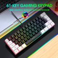 60% wired gaming keyboard, RGB backlight ultra compact mini keyboard, waterproof small compact 61 key keyboard for pc/Mac gamers.