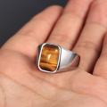 Natural Yellow Tiger's Eye Gemstone SILVER PLATED RING For Men - Ring For Men.