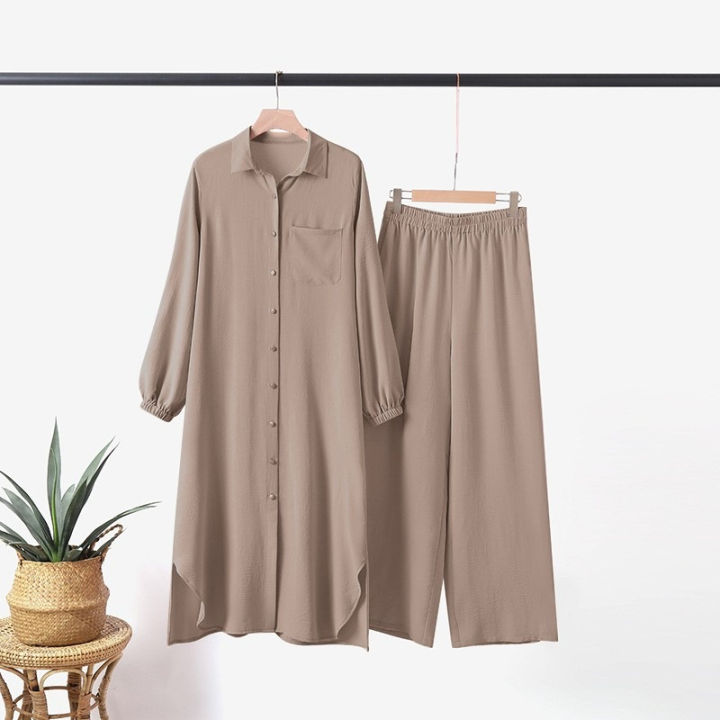 Ladies%202%20Pieces%20Set%20Islamic%20Dress%20Jumpsuit%20Muslim%20Top%20Solid%20Arabic%20Blouse%20and%20Pants%20-%20Image%209