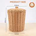 Woven Basket Trash Can Round Rattan Waste Basket with Lid Planter Woven Storage Baskets Wicker Wastebasket Garbage Bin. 