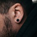 Dambel Black Stone Earrings for Men and Boys.