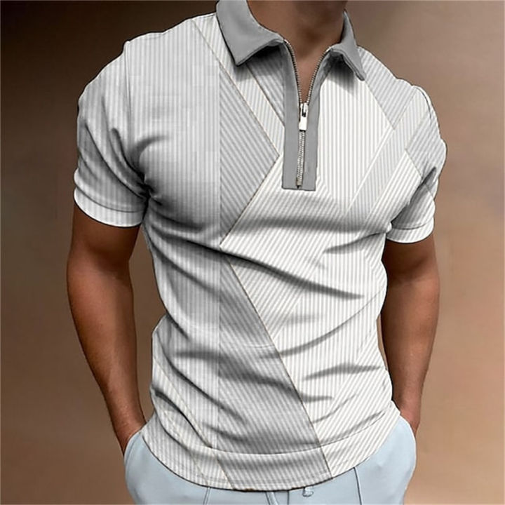 Men%20Polo%20Shirts%20Summer%20High%20Tops%20T-shirts%20Quality%20Casual%20Daily%20Short%20Sleeve%20Striped%20Mens%20Shirts%20Turn-Down%20Collar%20Zippers%20Tees%20-%20Image%205
