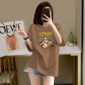 Summer Short Sleeve T Women's Extra Large Size T-shirt 2-300 Jin Loose Fat mm Casual Slimming Slim Fit Mid-Length Printed Top. 