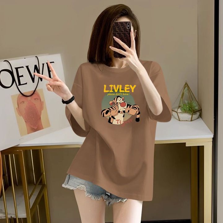 Summer%20Short%20Sleeve%20T%20Women's%20Extra%20Large%20Size%20T-shirt%202-300%20Jin%20Loose%20Fat%20mm%20Casual%20Slimming%20Slim%20Fit%20Mid-Length%20Printed%20Top%20-%20Image%209