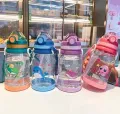 KIRATIVEYOU Water Bottle For Kids With Strap, Sipper Bottle For Kids, Cute Whale Fish, Anti-Spill, Soft Silicone Straw BPA Free Cartoon Design One Touch Open Water Bottle For School (550ml) (Green). 