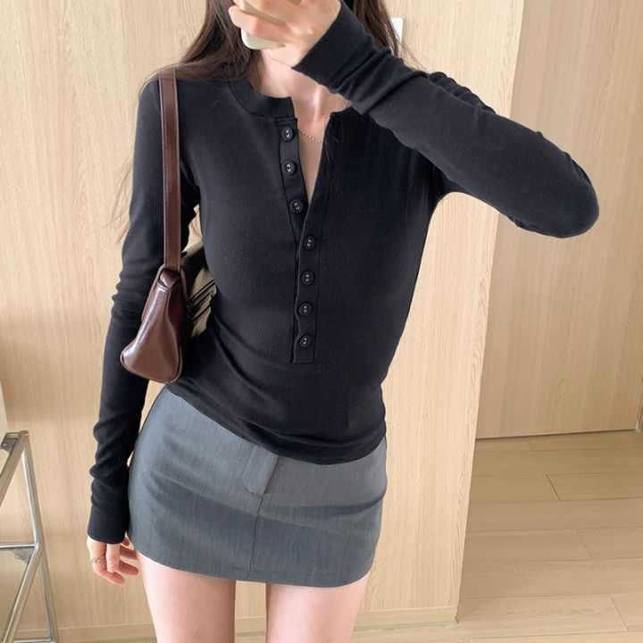 Pure%20Desire%20White%20Long%20Sleeve%20T-Shirt%20Women's%20Fall%20Winter%202023%20Slim%20Design%20Sense%20Underneath%20Undershirt%20Hot%20Girl%20Top%20-%20Image%203