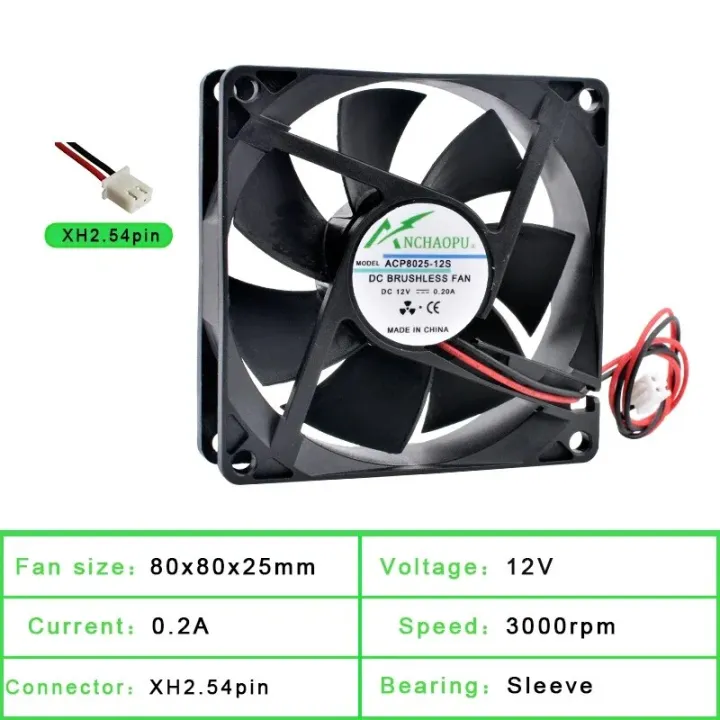 ACP8025%208cm%2080mm%20fan%2080x80x25mm%20DC5V%2012V%2024V%202pin%20Cooling%20fan%20suitable%20for%20chassis%20power%20inverter%20-%20Image%207