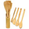 5 x Piece Bamboo Wooden Kitchen Cooking Utensils Set Tools Spatula Spoon.