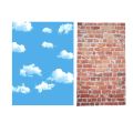 3X5Ft Blue Sky White Cloud Photography Backdrop Screen Background Studio Props & Red Brick Wall. 