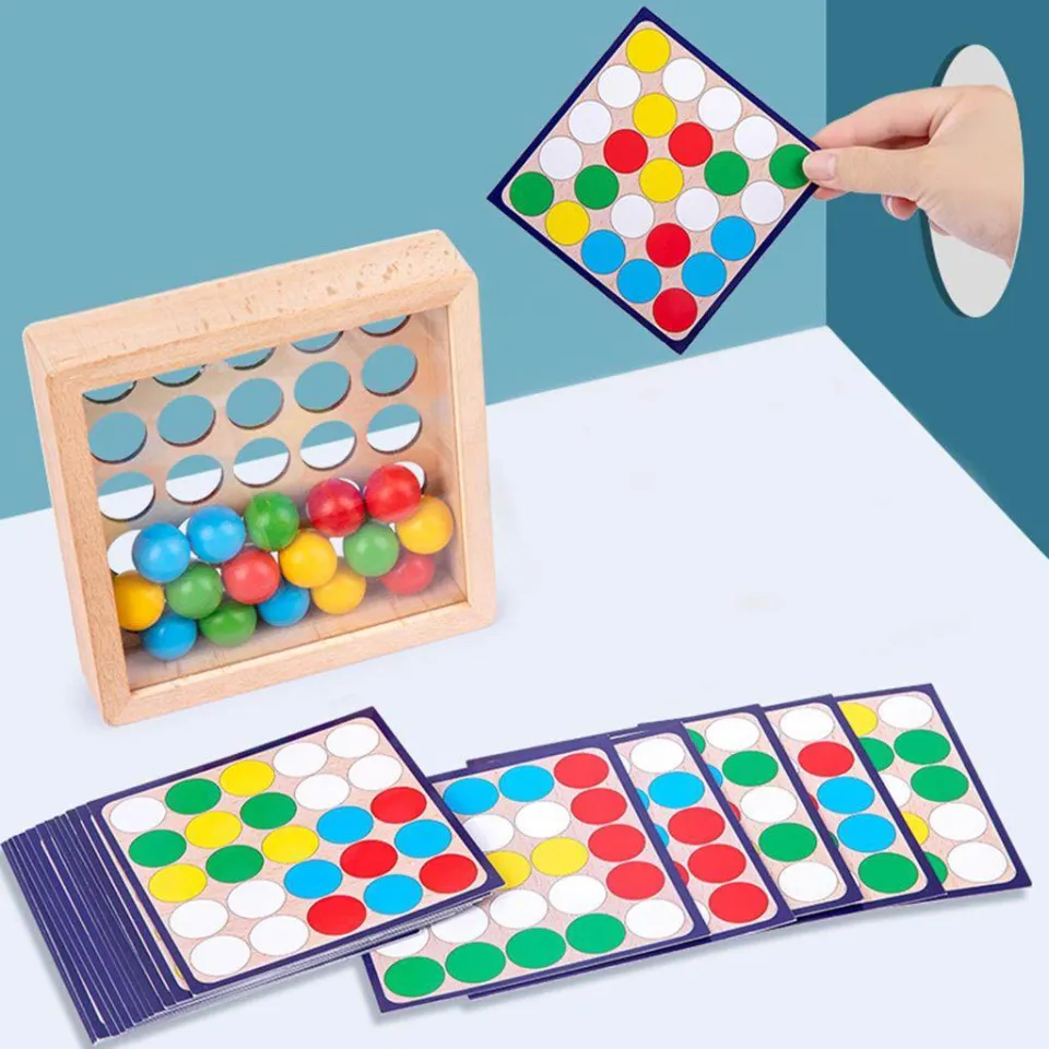 Wooden Board Ball Bead Game Puzzle Color Sorting Toys for Toddlers