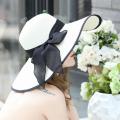Summer Large Brim Straw Hat Floppy Wide Brim Sun Cap Bowknot Beach Foldable Hats Hats for Women.
