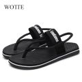WOTTE Sandals Men Sandalias Hombre Gladiator Sandals for Male Summer Roman Beach Shoes Flip Flops Slip Flats Slippers Slides. 