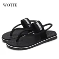 WOTTE Sandals Men Sandalias Hombre Gladiator Sandals for Male Summer Roman Beach Shoes Flip Flops Slip Flats Slippers Slides. 