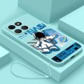 [Free Strap] Honor X8b X7b X8a 5G X7a X6a Smile Astronaut Square Phone Case Liquid Silicon Soft Casing nasa Cover. 