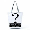 Personal Customized Women Tote Bag Polyester Bag With Print Logo Custom Your Pictures Eco Shopping Bags DIY Hand Shoulder Bags. 