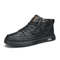 Men's Sneakers Autumn and Winter Breathable Sports Casual High-Top Leather Shoes Men's Work Black Motorcycle Joker Martin Boots.