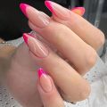 24pcs false nails with almond head French artificial nails with glue Long Paragraph Manicure full cover Stiletto press on nails.