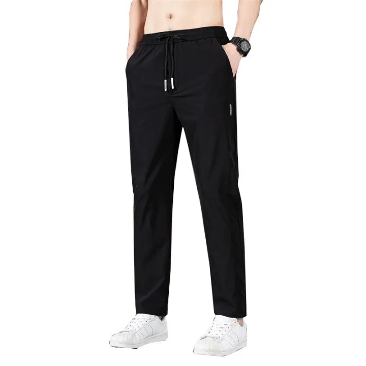 New%20Men'S%20Korean%20Fashion%20Casual%20Summer%20Thin%20Quick%20Drying%20Ice%20Silk%20Straight%20Pants%20Loose%20Sports%209-Point%20Trousers%20Boy%20-%20Image%206