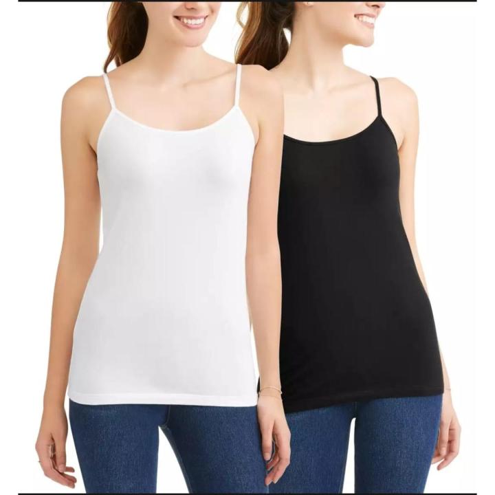 2 Pieces Black & White Combo Pack Ladies Inner tops For All Season Use Cotton Tank tops Camisoles