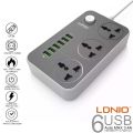 LDNIO | SC3604 | Power Strip With 3 AC Sockets | + 6 USB Ports. 