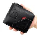 Men's Wallet Made of PU Wax Oil Skin Purse for Men Coin Purse Short Male Card Holder Wallets Zipper Around Money Coin Purse.